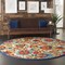 Homeroots 8 ft. Multi Color Round Mediterra Indoor & Outdoor Area Rug 384804 - alternate 9